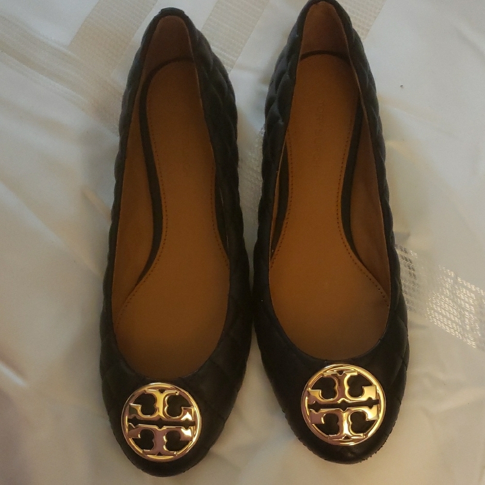 Tory Burch Black Quilted Ballet Flats